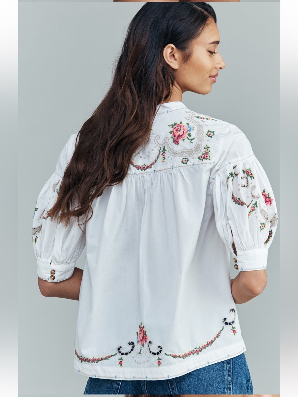 Anthropologie: Embroidered Darcey Popover Swing Top - Picture 2 of 9